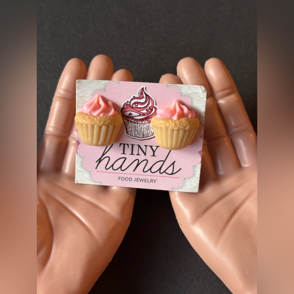 Tiny Hands Cupcake Stud Earrings Polymer Clay | $43 RETAIL - Picture 3 of 8